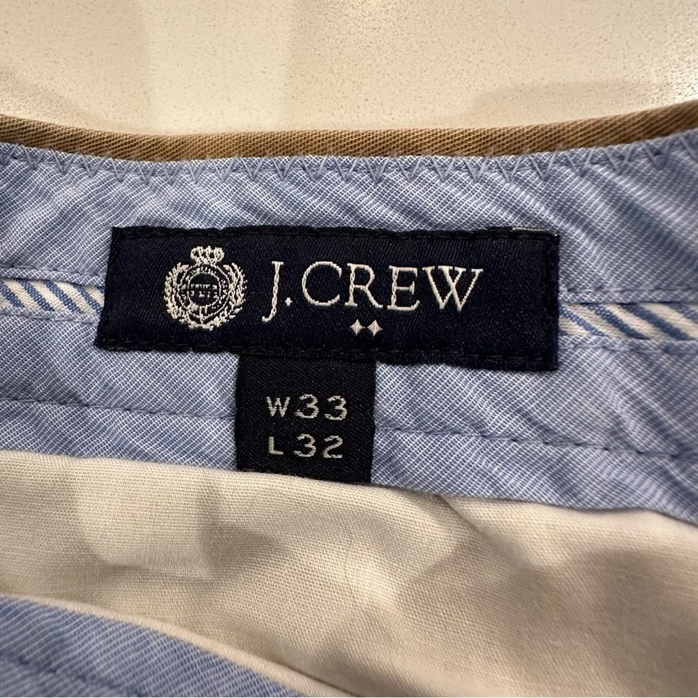 J. Crew Straight Leg Flat Front Khaki Chino Pants Casual Men’s 33 x 32